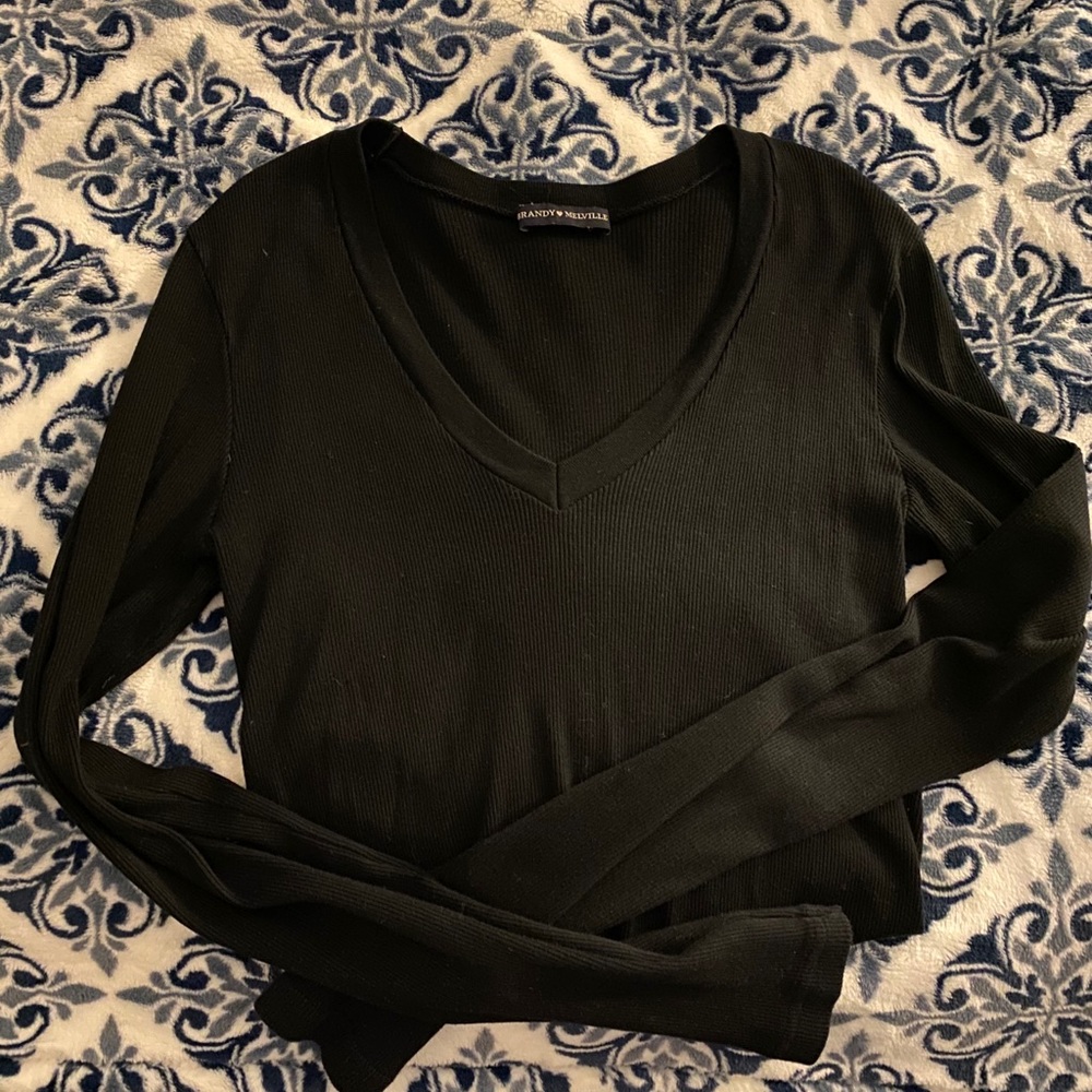 Black Brandy V neck long sleeve